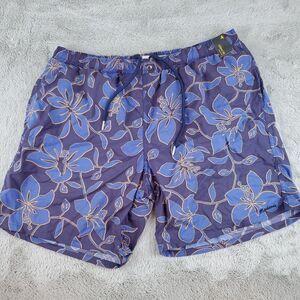 Richards Mens‎ Swim Trunks Sz 34 Purple Hawaiian Floral Barcelona Beach Shorts
